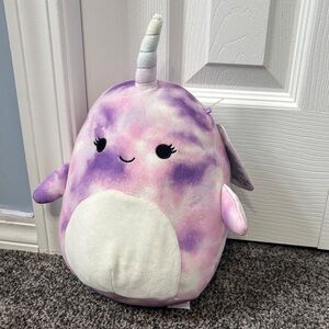 Purple and White Narwhal Plush Toy Nabila Squishmallow 8 inch